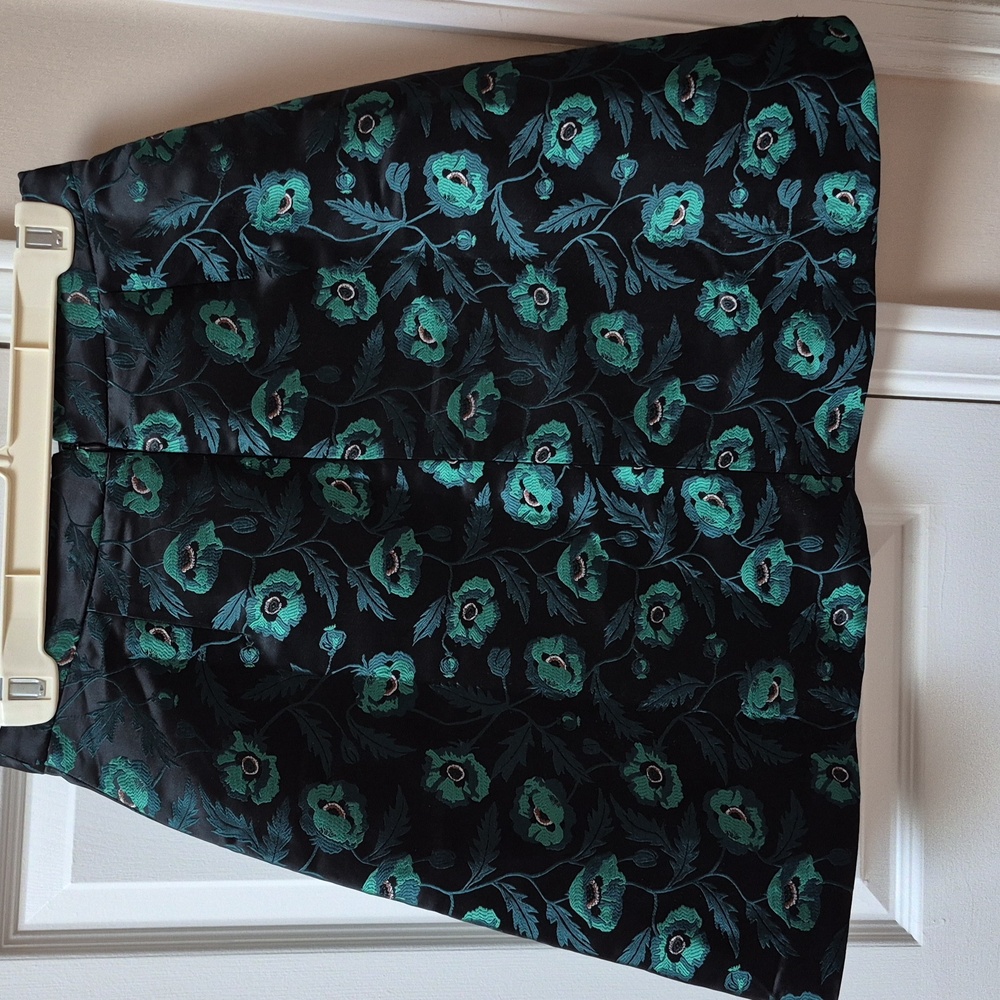 J. Crew Emmie Poppy A-line Black & Green Lined Skirt Size 4, New With Tags - Picture 4 of 16